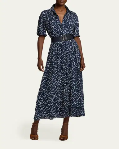 Ralph Lauren Collection Sura Geo-Print Georgette Day Dress | Thumbnail 2 Ralph Lauren Collection Sura Geo-Print Georgette Day Dress | Thumbnail 2