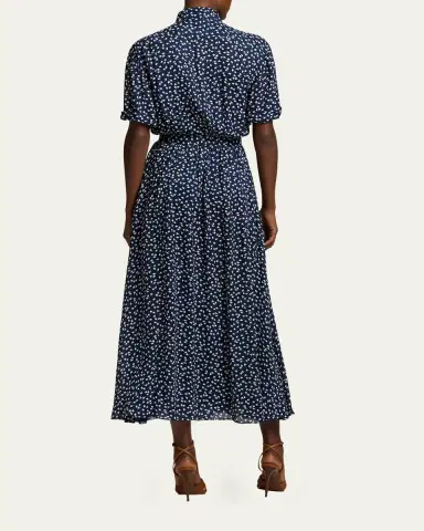 Ralph Lauren Collection Sura Geo-Print Georgette Day Dress | Thumbnail 3 Ralph Lauren Collection Sura Geo-Print Georgette Day Dress | Thumbnail 3