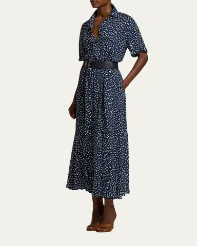 Ralph Lauren Collection Sura Geo-Print Georgette Day Dress | Thumbnail 4 Ralph Lauren Collection Sura Geo-Print Georgette Day Dress | Thumbnail 4