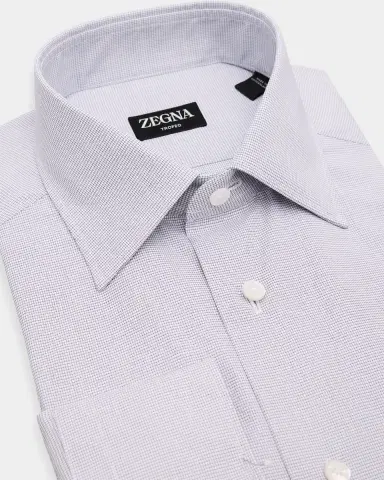 Zegna Men's Micro-Check Trofeo Cotton Dress Shirt | Thumbnail 3 Zegna Men's Micro-Check Trofeo Cotton Dress Shirt | Thumbnail 3