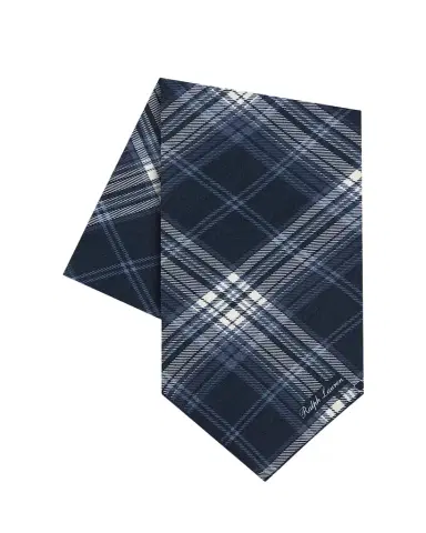 Ralph Lauren Purple Label Men's Tonal Plaid Cashmere and Silk Neckerchief | Thumbnail 1 Ralph Lauren Purple Label Men's Tonal Plaid Cashmere and Silk Neckerchief | Thumbnail 1
