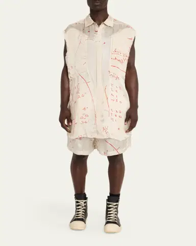 Rick Owens Math Print Satin Drawstring Shorts | Thumbnail 2 Rick Owens Math Print Satin Drawstring Shorts | Thumbnail 2