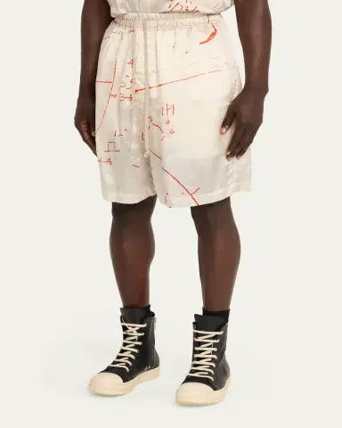 Rick Owens Math Print Satin Drawstring Shorts | Thumbnail 4 Rick Owens Math Print Satin Drawstring Shorts | Thumbnail 4