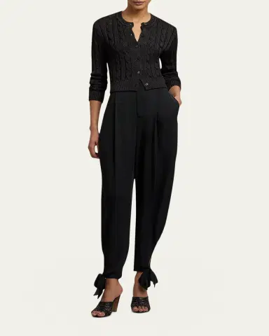 Ralph Lauren Collection Cable Knit Silk Crop Cardigan | Thumbnail 2 Ralph Lauren Collection Cable Knit Silk Crop Cardigan | Thumbnail 2