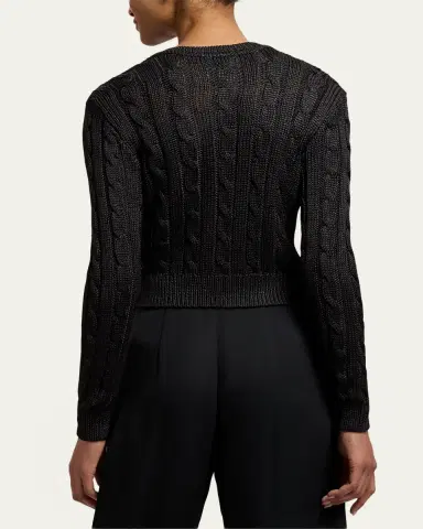 Ralph Lauren Collection Cable Knit Silk Crop Cardigan | Thumbnail 3 Ralph Lauren Collection Cable Knit Silk Crop Cardigan | Thumbnail 3