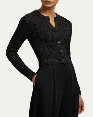 Ralph Lauren Collection Cable Knit Silk Crop Cardigan | Thumbnail 5 Ralph Lauren Collection Cable Knit Silk Crop Cardigan | Thumbnail 5