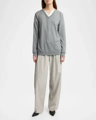 The Row Iven Low-Rise Crinkled Barrel-Leg Pants | Thumbnail 6 The Row Iven Low-Rise Crinkled Barrel-Leg Pants | Thumbnail 6