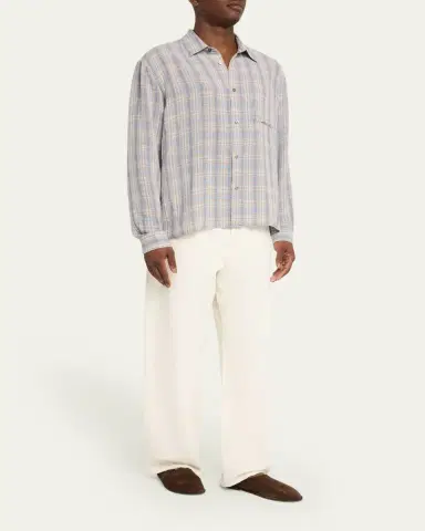 FRAME Men's Relaxed Fit Plaid Button-Down Shirt | Thumbnail 2 FRAME Men's Relaxed Fit Plaid Button-Down Shirt | Thumbnail 2