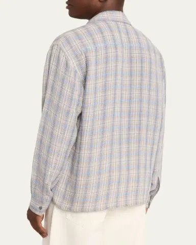 FRAME Men's Relaxed Fit Plaid Button-Down Shirt | Thumbnail 3 FRAME Men's Relaxed Fit Plaid Button-Down Shirt | Thumbnail 3