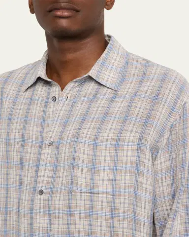 FRAME Men's Relaxed Fit Plaid Button-Down Shirt | Thumbnail 5 FRAME Men's Relaxed Fit Plaid Button-Down Shirt | Thumbnail 5