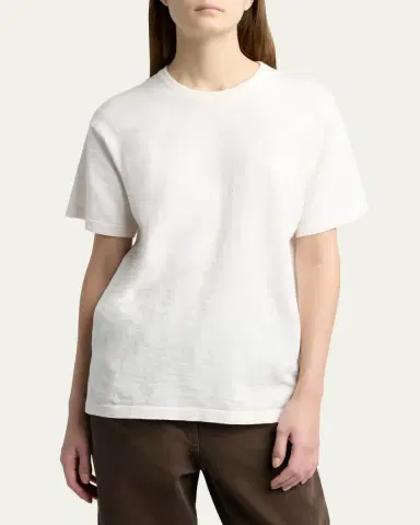 The Row Narlan Short-Sleeve Cotton-Linen T-Shirt | Thumbnail 4 The Row Narlan Short-Sleeve Cotton-Linen T-Shirt | Thumbnail 4