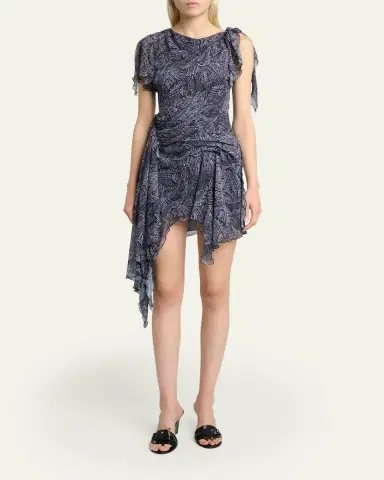 Isabel Marant Trysha Asymmetric Draped Silk Mini Dress | Thumbnail 2 Isabel Marant Trysha Asymmetric Draped Silk Mini Dress | Thumbnail 2