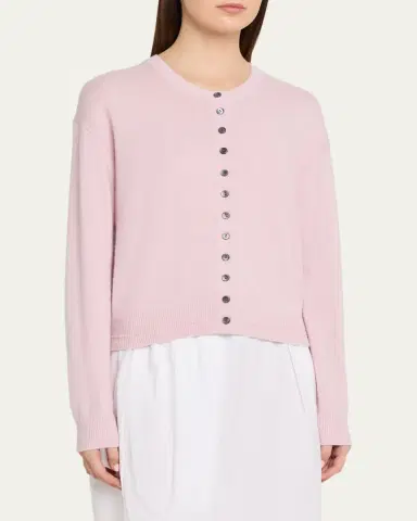 MARIA MCMANUS Tiny Button Cashmere Crewneck Cardigan | Thumbnail 4 MARIA MCMANUS Tiny Button Cashmere Crewneck Cardigan | Thumbnail 4