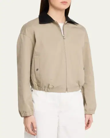 Maria McManus Leather-Collar Cotton Twill Flight Jacket | Thumbnail 4 Maria McManus Leather-Collar Cotton Twill Flight Jacket | Thumbnail 4