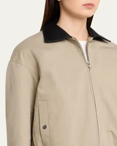 Maria McManus Leather-Collar Cotton Twill Flight Jacket | Thumbnail 5 Maria McManus Leather-Collar Cotton Twill Flight Jacket | Thumbnail 5