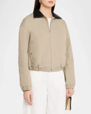 Maria McManus Leather-Collar Cotton Twill Flight Jacket | Thumbnail 8 Maria McManus Leather-Collar Cotton Twill Flight Jacket | Thumbnail 8