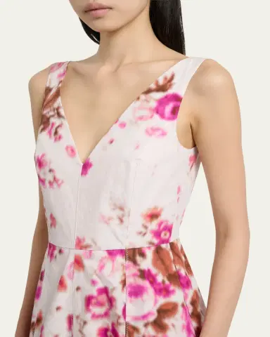 Erdem Floral Print Cotton Sleeveless V-Neck Midi Dress | Thumbnail 9 Erdem Floral Print Cotton Sleeveless V-Neck Midi Dress | Thumbnail 9