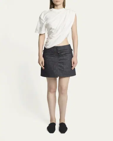 Courreges Asymmetric Twisted Crop T-Shirt | Thumbnail 2 Courreges Asymmetric Twisted Crop T-Shirt | Thumbnail 2