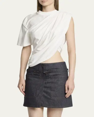 Courreges Asymmetric Twisted Crop T-Shirt | Thumbnail 4 Courreges Asymmetric Twisted Crop T-Shirt | Thumbnail 4
