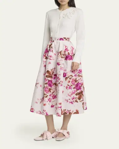 Erdem Floral-Print Cotton Midi Skirt | Thumbnail 4 Erdem Floral-Print Cotton Midi Skirt | Thumbnail 4