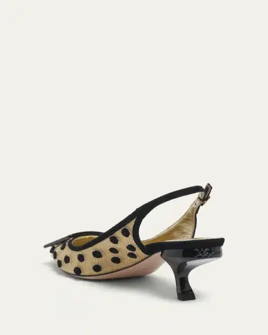 Roger Vivier 55mm Virgule Embroidered Dots Raffia and Suede Slingback Pumps | Thumbnail 2 Roger Vivier 55mm Virgule Embroidered Dots Raffia and Suede Slingback Pumps | Thumbnail 2