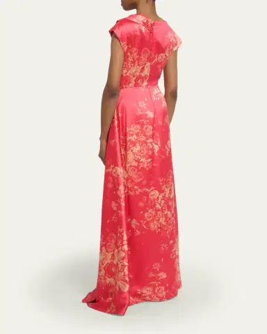 Erdem Draped Floral-Print Satin Gown | Thumbnail 3 Erdem Draped Floral-Print Satin Gown | Thumbnail 3
