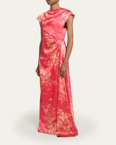 Erdem Draped Floral-Print Satin Gown | Thumbnail 4 Erdem Draped Floral-Print Satin Gown | Thumbnail 4