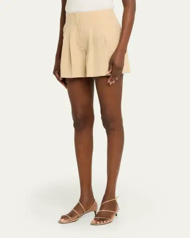 Veronica Beard Gables Pleated Linen-Blend Shorts | Thumbnail 4 Veronica Beard Gables Pleated Linen-Blend Shorts | Thumbnail 4