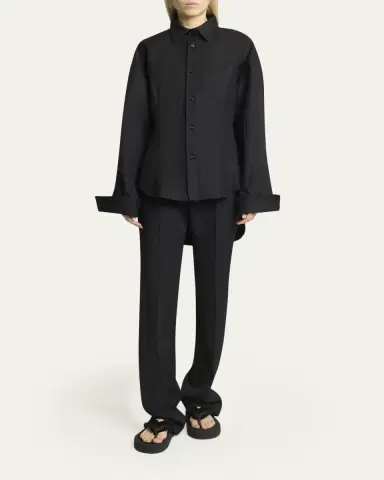 Balenciaga Double Cotton Twill Cocoon Collared Shirt | Thumbnail 2 Balenciaga Double Cotton Twill Cocoon Collared Shirt | Thumbnail 2