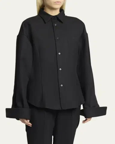 Balenciaga Double Cotton Twill Cocoon Collared Shirt | Thumbnail 4 Balenciaga Double Cotton Twill Cocoon Collared Shirt | Thumbnail 4