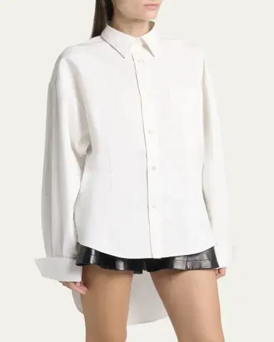 Balenciaga Organdi Cotton-Silk Poplin Cocoon Collared Shirt | Thumbnail 4 Balenciaga Organdi Cotton-Silk Poplin Cocoon Collared Shirt | Thumbnail 4
