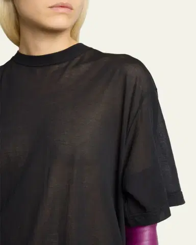 Balenciaga Transparent Jersey Short-Sleeve Train T-Shirt | Thumbnail 5 Balenciaga Transparent Jersey Short-Sleeve Train T-Shirt | Thumbnail 5
