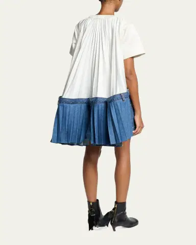 sacai Mixed-Media Denim Mini T-Shirt Dress | Thumbnail 3 sacai Mixed-Media Denim Mini T-Shirt Dress | Thumbnail 3