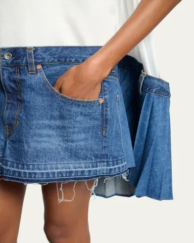 sacai Mixed-Media Denim Mini T-Shirt Dress | Thumbnail 5 sacai Mixed-Media Denim Mini T-Shirt Dress | Thumbnail 5