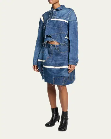 Sacai Reconstructed Crop Denim Jacket | Thumbnail 2 Sacai Reconstructed Crop Denim Jacket | Thumbnail 2