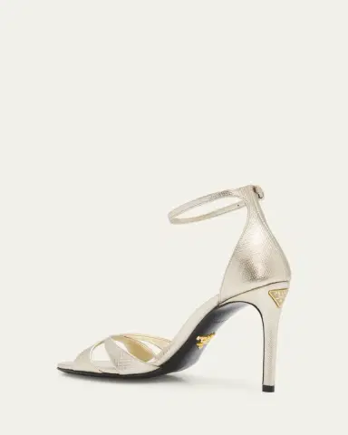 Prada 95mm Vernice Saffiano Leather Ankle-Strap Sandals | Thumbnail 2 Prada 95mm Vernice Saffiano Leather Ankle-Strap Sandals | Thumbnail 2
