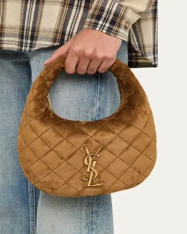 Saint Laurent Icarino Baby YSL Quilted Suede Hobo Bag | Thumbnail 2 Saint Laurent Icarino Baby YSL Quilted Suede Hobo Bag | Thumbnail 2