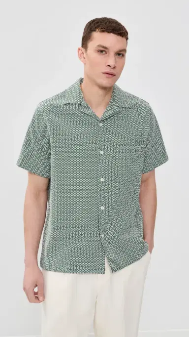 Portuguese Flannel Portuguese Tile Camp Shirt Green | Thumbnail 2 Portuguese Flannel Portuguese Tile Camp Shirt Green | Thumbnail 2