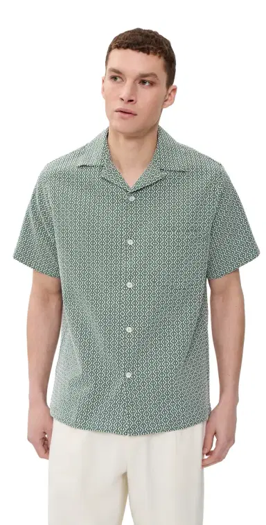 Portuguese Flannel Portuguese Tile Camp Shirt Green | Thumbnail 1 Portuguese Flannel Portuguese Tile Camp Shirt Green | Thumbnail 1