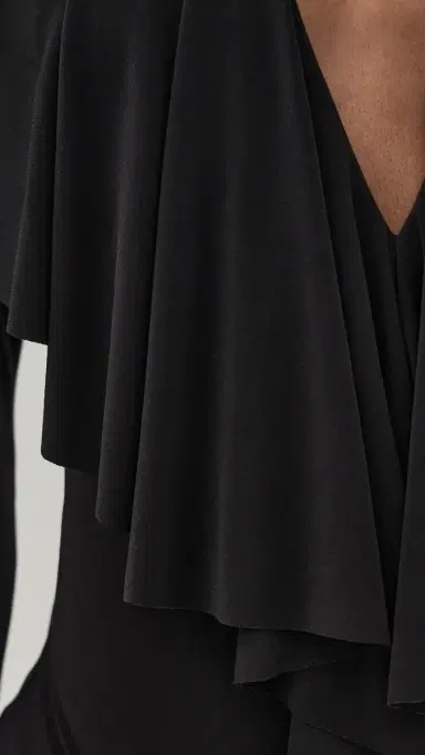 Norma Kamali Long Sleeve Deep V Ruffle Mini Dress Black | Thumbnail 6 Norma Kamali Long Sleeve Deep V Ruffle Mini Dress Black | Thumbnail 6