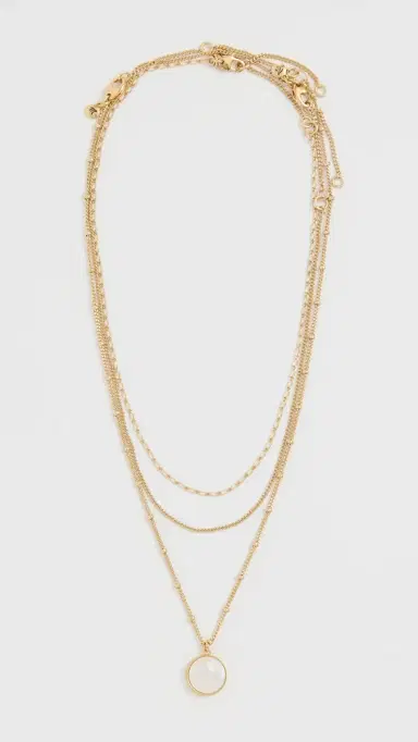 Madewell Three-Pack Mother of Pearl Necklace Set Vintage Gold One Size | Thumbnail 2 Madewell Three-Pack Mother of Pearl Necklace Set Vintage Gold One Size | Thumbnail 2