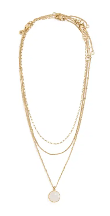 Madewell Three-Pack Mother of Pearl Necklace Set Vintage Gold One Size | Thumbnail 1 Madewell Three-Pack Mother of Pearl Necklace Set Vintage Gold One Size | Thumbnail 1