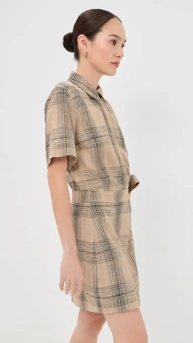 SIMKHAI Jensen Wrap Dress Rattan Plaid | Thumbnail 4 SIMKHAI Jensen Wrap Dress Rattan Plaid | Thumbnail 4