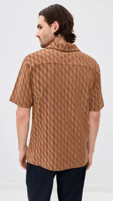Frescobol Carioca Roberto Terry Jacquard Shirt Caramel | Thumbnail 3 Frescobol Carioca Roberto Terry Jacquard Shirt Caramel | Thumbnail 3