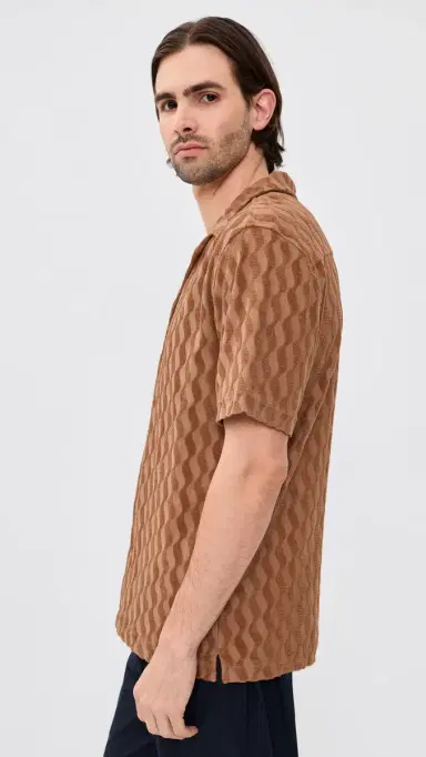 Frescobol Carioca Roberto Terry Jacquard Shirt Caramel | Thumbnail 4 Frescobol Carioca Roberto Terry Jacquard Shirt Caramel | Thumbnail 4