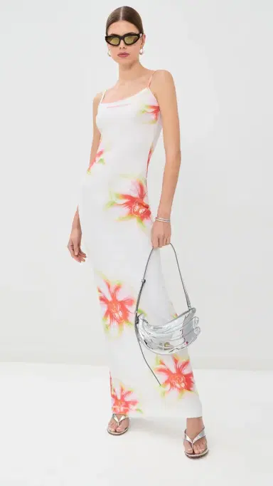 Casablanca Glitch Orchid Soft Ribbed Maxi Dress Glitch Orchid | Thumbnail 5 Casablanca Glitch Orchid Soft Ribbed Maxi Dress Glitch Orchid | Thumbnail 5