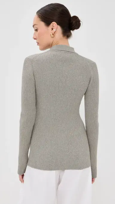 RÓHE Elongated Ribbed Cardigan Light Grey Melange | Thumbnail 3 RÓHE Elongated Ribbed Cardigan Light Grey Melange | Thumbnail 3