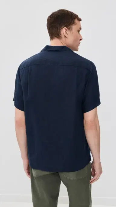 Portuguese Flannel Linen Camp Collar Shirt Navy L | Thumbnail 3 Portuguese Flannel Linen Camp Collar Shirt Navy L | Thumbnail 3