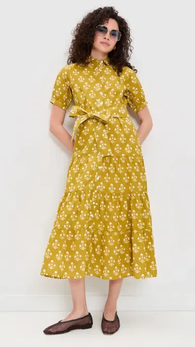 Marea Short Sleeve Shirt Dress Chartreuse Daffodil | Thumbnail 2 Marea Short Sleeve Shirt Dress Chartreuse Daffodil | Thumbnail 2
