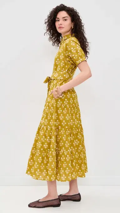 Marea Short Sleeve Shirt Dress Chartreuse Daffodil | Thumbnail 4 Marea Short Sleeve Shirt Dress Chartreuse Daffodil | Thumbnail 4